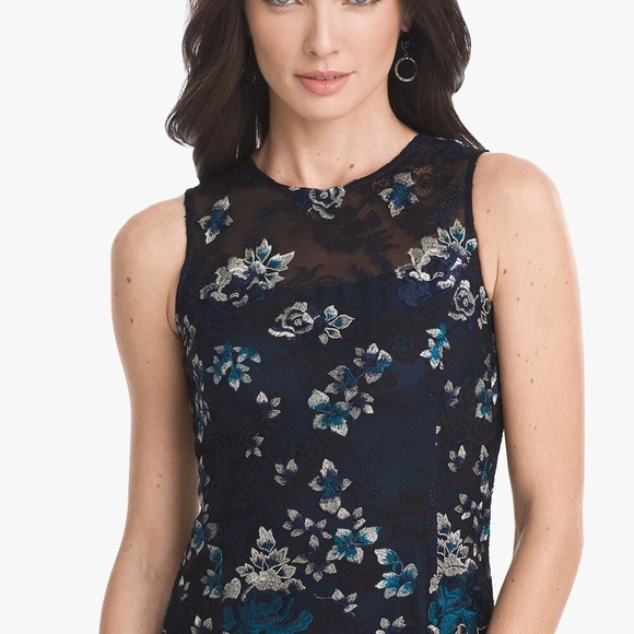 NWT - WHBM Sleeveless Embroidered Mesh Sheath Dress - Picture 4 of 11